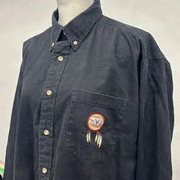 Vintage Natural Wonders Dream Catcher Bear Embroidered Button Down Shirt Size M - Picture 2 of 11